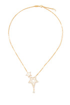 Full Diamond Double Star Necklace, 18k Yellow Gold & Diamonds